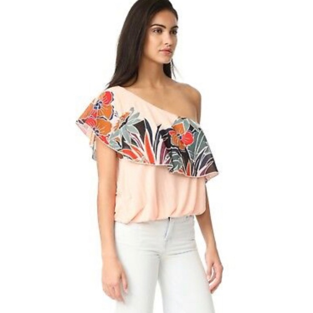 FreePeople one shoulder tropical tee